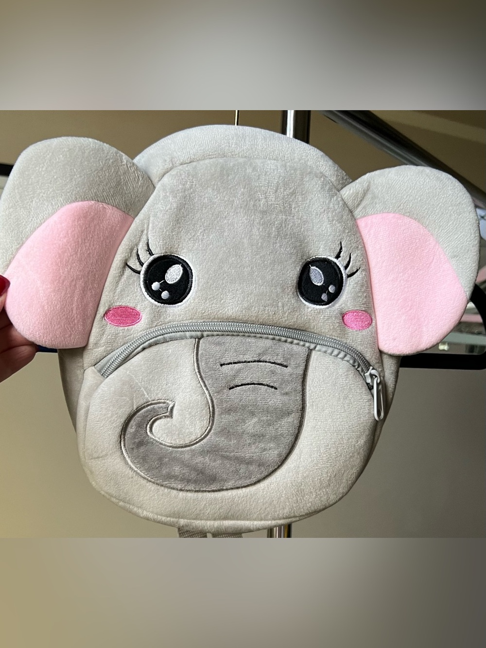 Kakoo New Cute Gray & Pink Elephant Plush Toddler Backpack